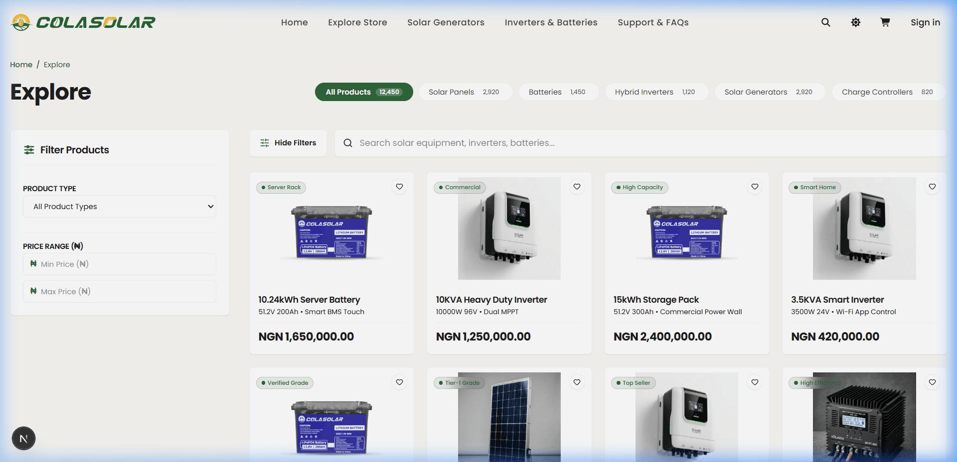 Product Search & Filter Interface