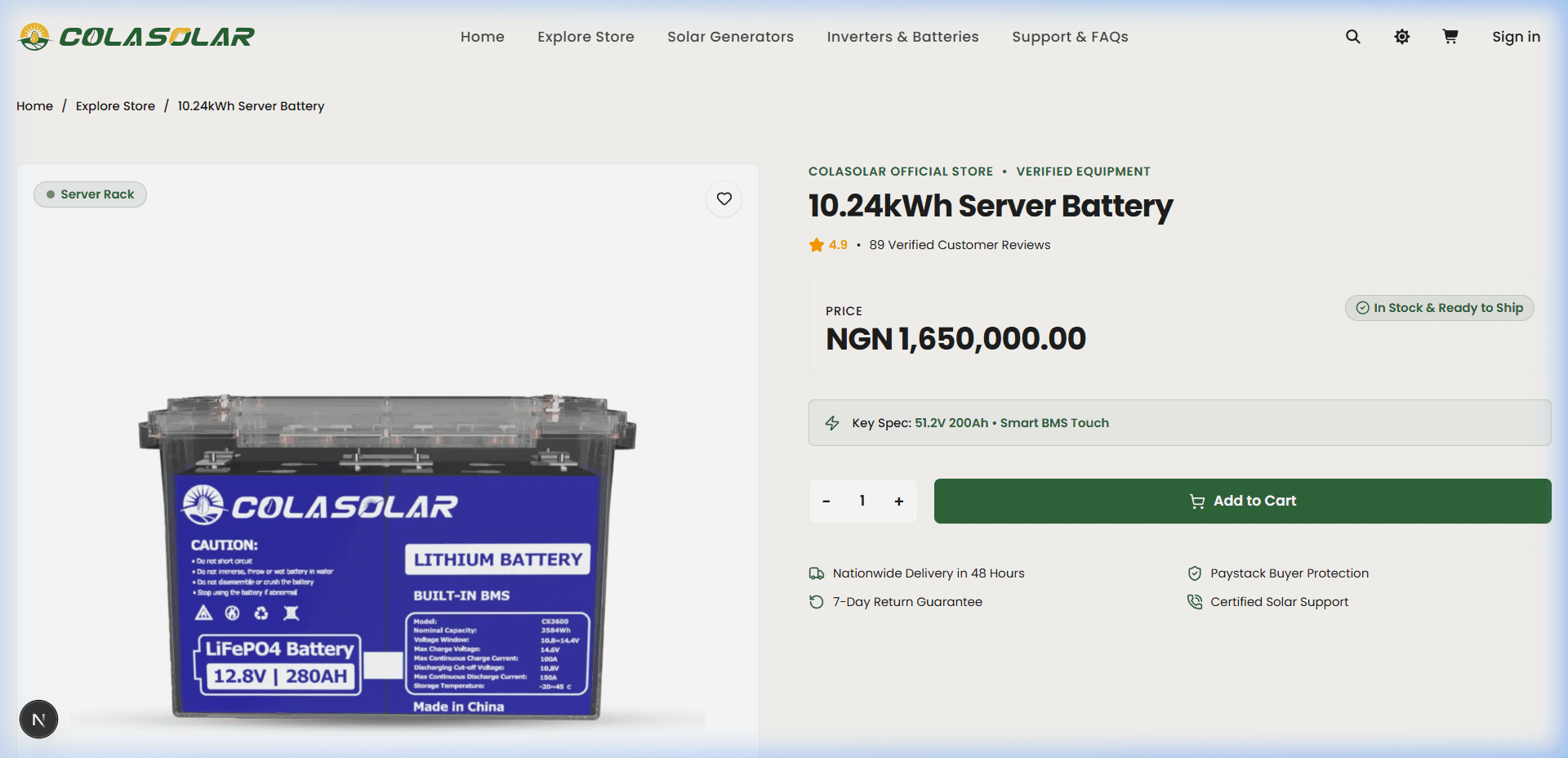 Product Specifications & Stock Status